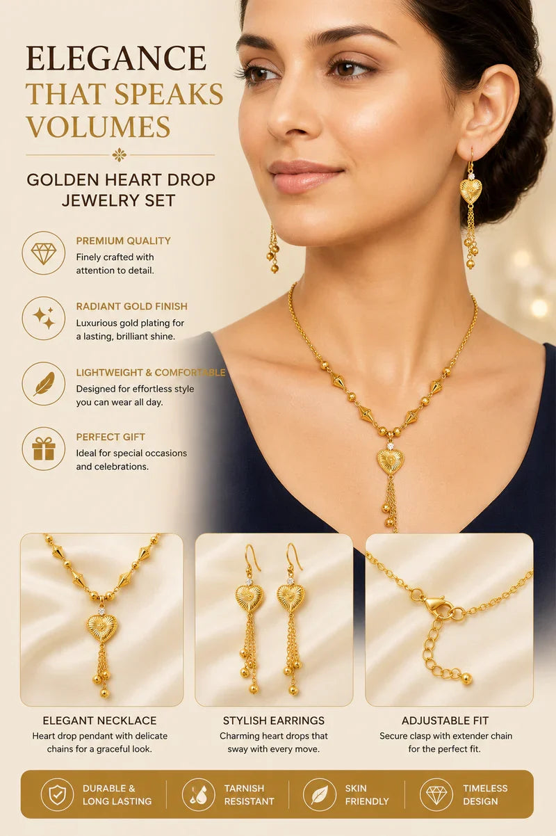 Elegant Heart Tassel Necklace Set
